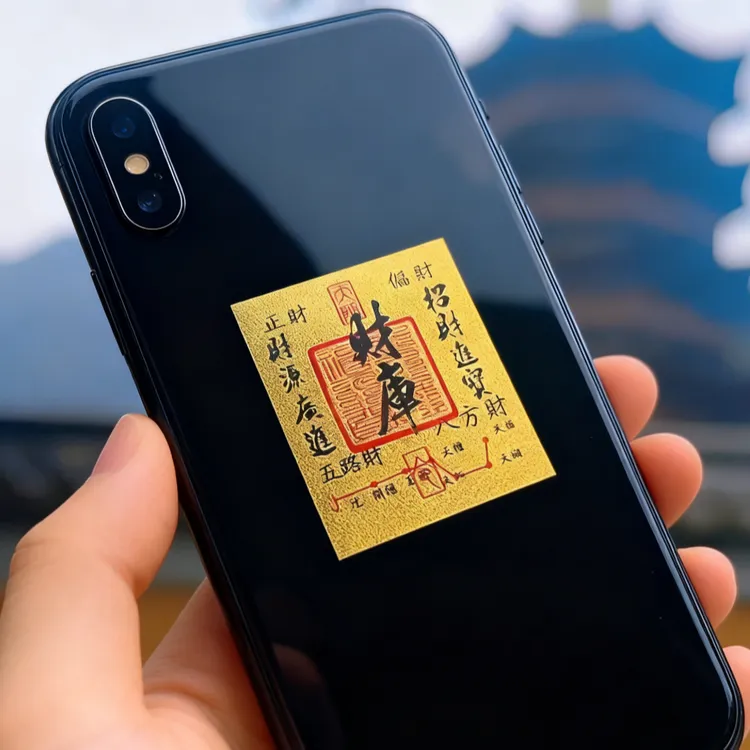 五路财神财库手机贴纸创意饰品可放钱包保险柜随身携带