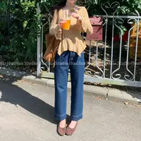 【花花】标杆裤~窄版阔腿九分显瘦直筒牛仔裤
