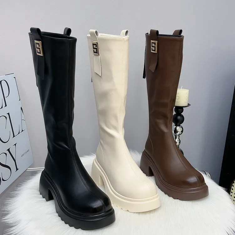 不过膝长靴女厚底高筒靴2025秋冬新款瘦瘦靴有弹力靴女长筒靴子