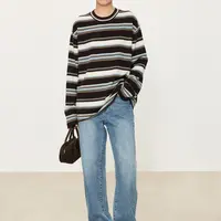 AW25790  老钱风100%羊毛复古多彩宽松针织上衣