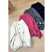 TY8 【双口袋开衫】韩系简约卷边显瘦双口袋开衫（衣长57）