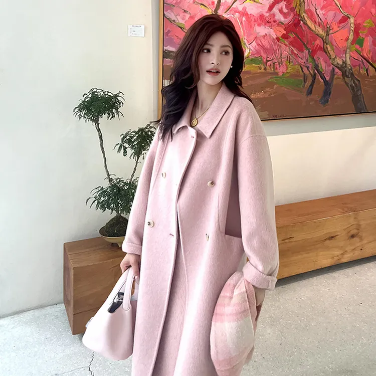 伊迪卡双面羊毛大衣外套宽松气质百搭韩系时尚秋冬小个子双面呢