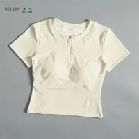 半拉链运动短袖女夏修身显瘦普拉提瑜伽服健身服单件