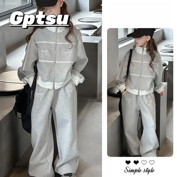 GPTSu女童运动套装2025新款洋派卫衣外套秋季大童女孩秋装两件套