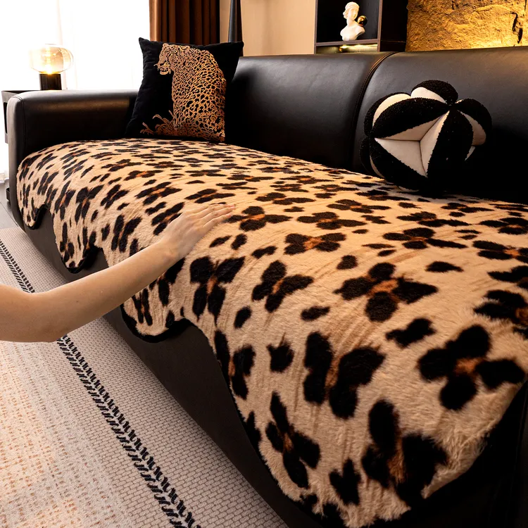 洱峰轻奢高级感皮沙发垫秋冬季2025新款加厚直排毛绒盖布防滑坐垫