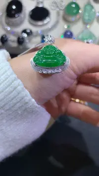 【闪购商品】翡翠吊坠(不含链)18K金镶嵌7-佛公