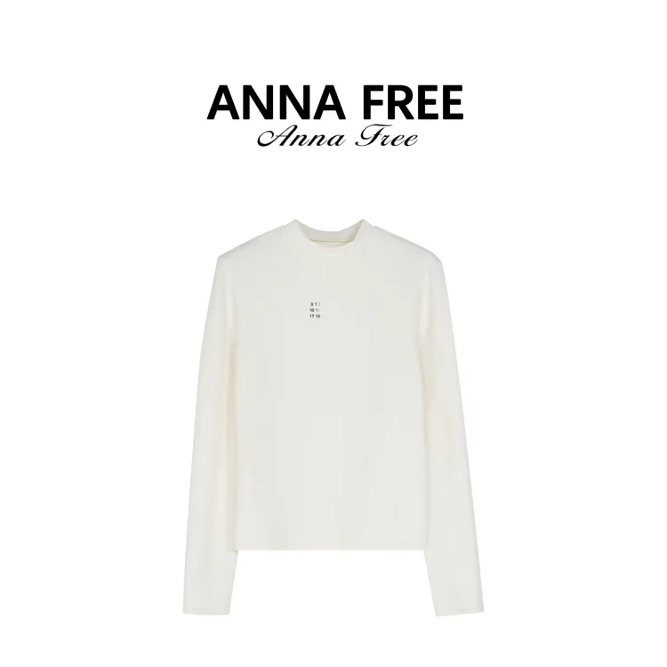 ANNA FREE 休闲秋冬纯色极简内搭长袖T恤女百搭经典上衣ZCD251038