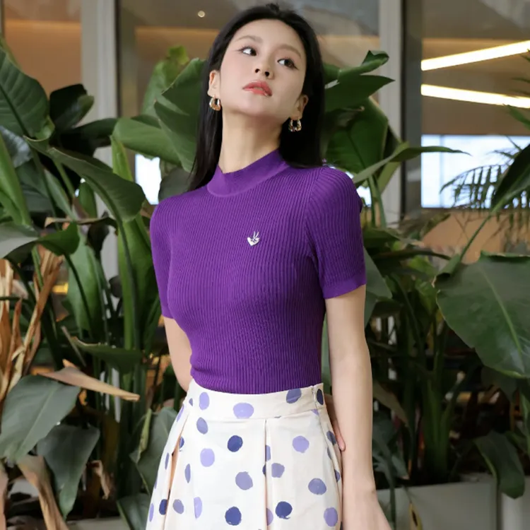 哥弟春夏季薄款修身质感毛衫显瘦短袖针织衫冰丝上衣t恤1399715