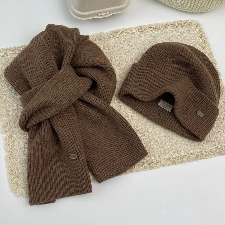 围巾帽子两件套装秋冬保暖羊毛针织围脖女情侣学生2025新款毛线帽