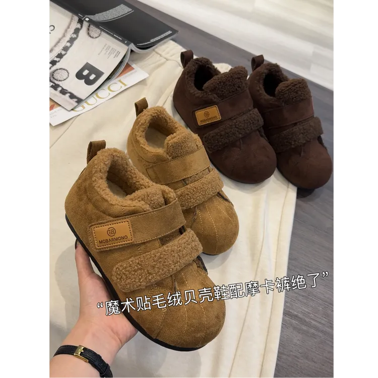 魔术贴贝壳鞋」女鞋防滑魔术贴棉鞋秋冬软底保暖时尚休闲鞋