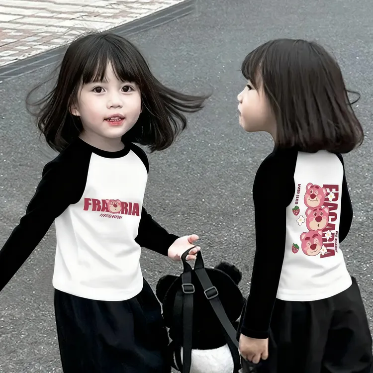 女童t恤长袖春秋纯棉2025新款洋气儿童中大童打底衫上衣秋衣内搭