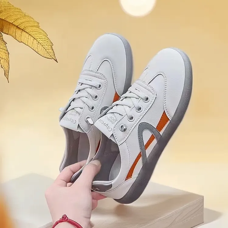 f真皮牛筋底小白鞋2025女春秋款时尚一脚蹬阿甘鞋百搭平底休闲鞋