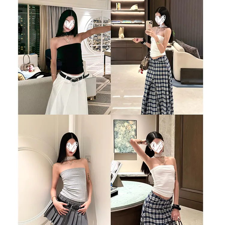 蕾丝花边挂脖抹胸辣妹内搭外穿夏季新款时尚百搭显瘦性感短款上衣