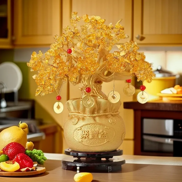 【送底座】摇钱树中式家居客厅玄关电视柜酒柜办公室招财发财树摆件