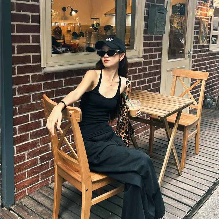 美式辣妹吊带气质背心显瘦女夏季2025新款百搭通勤阔腿长裤一整套