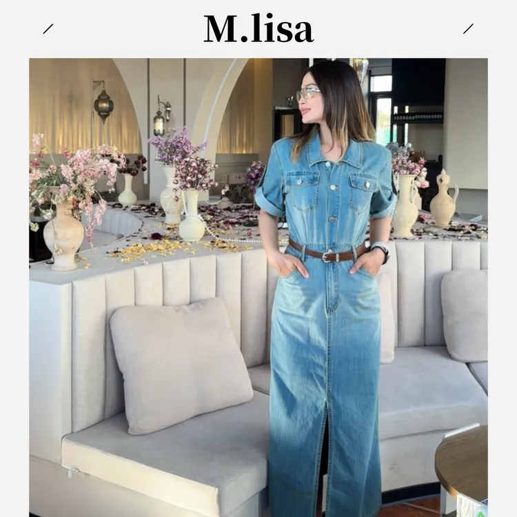M.lisa软牛仔连衣裙显瘦气质蓝色时尚夏季复古收腰