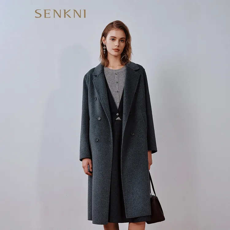 【明星同款】圣可尼三重暖韵通勤OL时尚经典百搭长款大衣S104301OG
