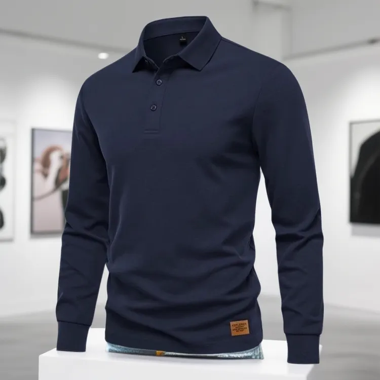2025秋冬新款男士上衣翻领POLO衫男装潮流运动休闲商务百搭打底衫