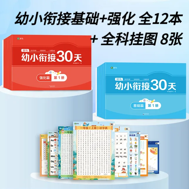 斑马幼小衔接30天 全面衔接 基础篇+强化篇+挂图 开学季必备