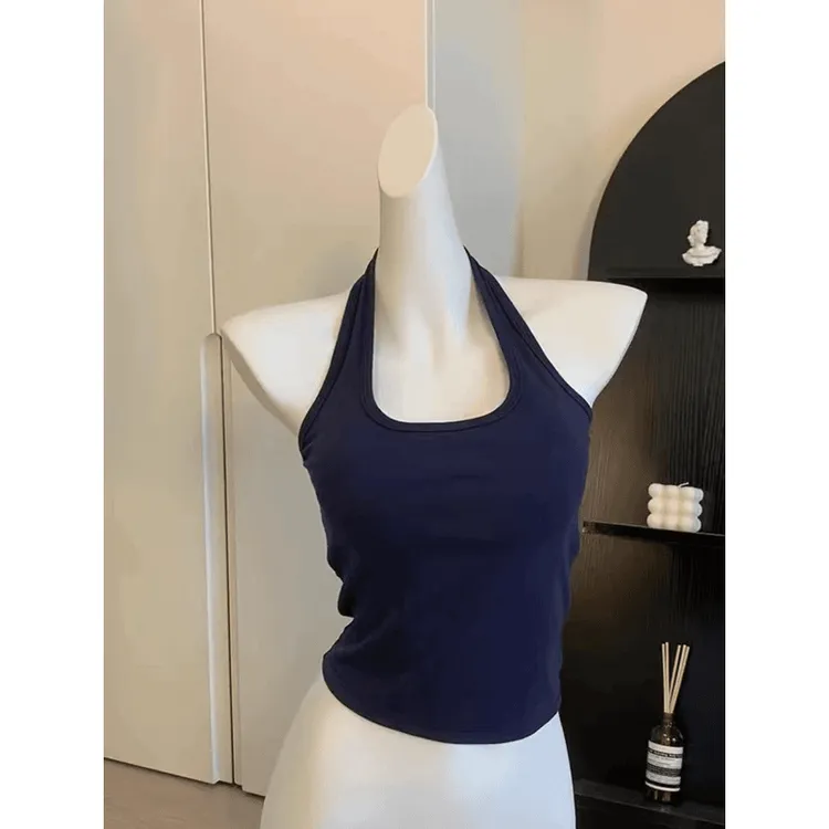 2024春夏季新款挂脖美背吊带背心女修身外穿内搭百搭打底无袖上衣