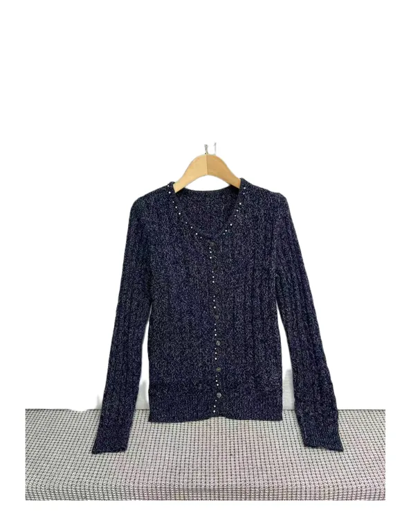 98338  开衫  珠珠装饰  简约  休闲  百搭  毛针织衫