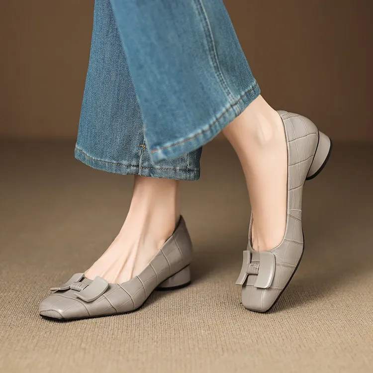 3CM跟高2025秋新款真皮低跟女士皮鞋软面百搭浅口单鞋女轻奢鞋子