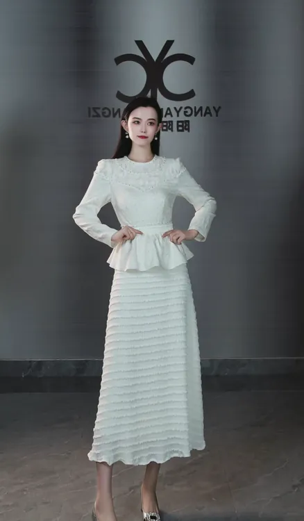 古堡白玫105562小众设计师品牌假两件知性优雅长款连衣裙新品女