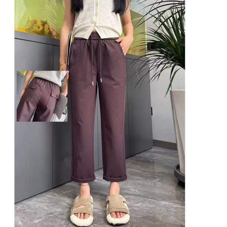 时尚九分肽金棉女2025秋季新款百搭宽松显瘦休闲裤小脚外穿萝卜裤