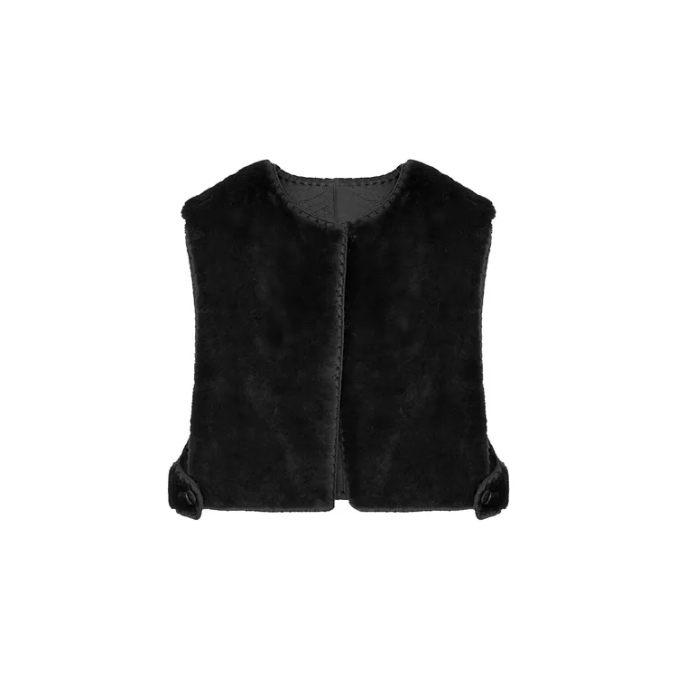 无袖超细美利奴幼崽羊皮毛一体   GGS2510LFJ72512