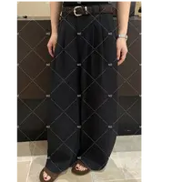 【格子家】秋冬气质显瘦高腰豹纹腰带直筒裤B392