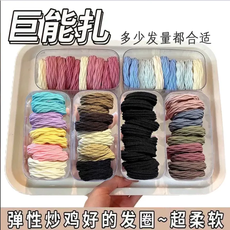 2025新款超柔软发圈高弹力巨耐用高马尾盒装金品发绳皮筋扎头头绳