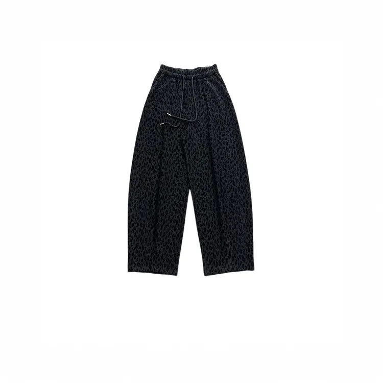 【复古豹纹】高定‘’桑蚕丝+醋酸羊毛‘’休闲百搭慵懒风弯刀裤7187