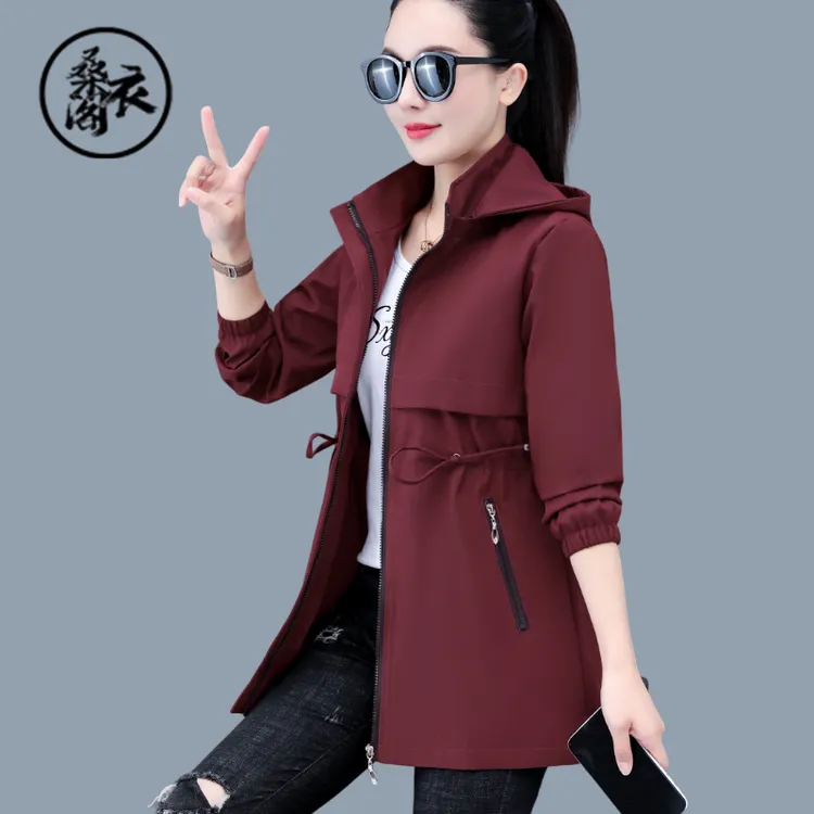 【品牌】春季新款中长款时尚女装小个子长袖宽松女风衣显瘦百搭外套