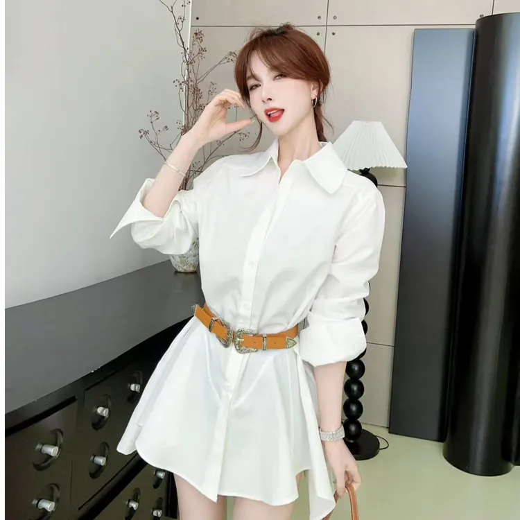 【不失调性白衬衫】情绪补给款 自带比例衬衫裙/腰带#8536