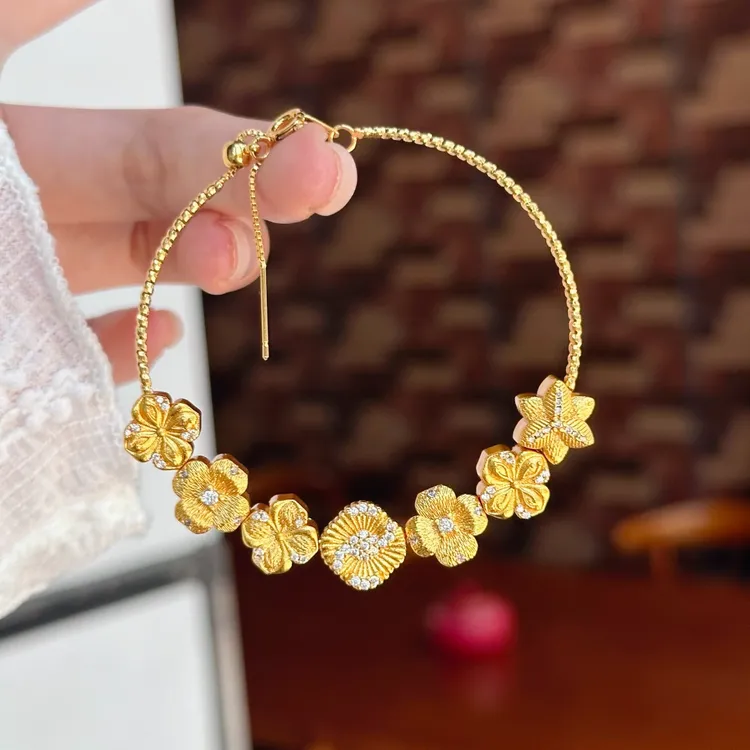 铜合金手镯 【金熹菲饰品】新中式国风气质轻奢精致繁花绮梦DIY手镯
