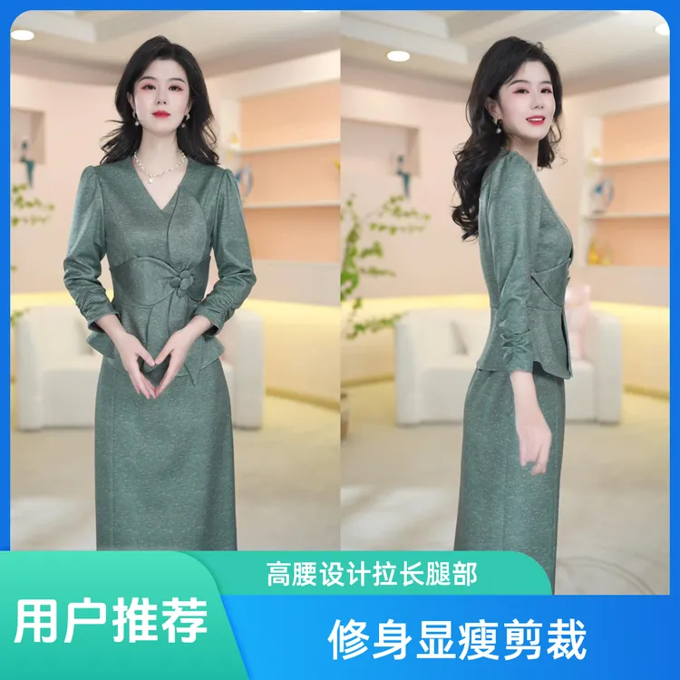 丹思俪2025秋季新款时尚遮肉显瘦显高显白气质百搭两件套8573