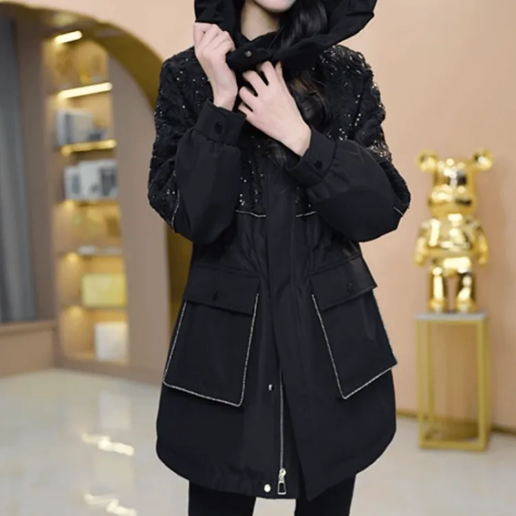 C025【派克服】2025冬季新款加绒加厚收腰显瘦减龄休闲高级感外套