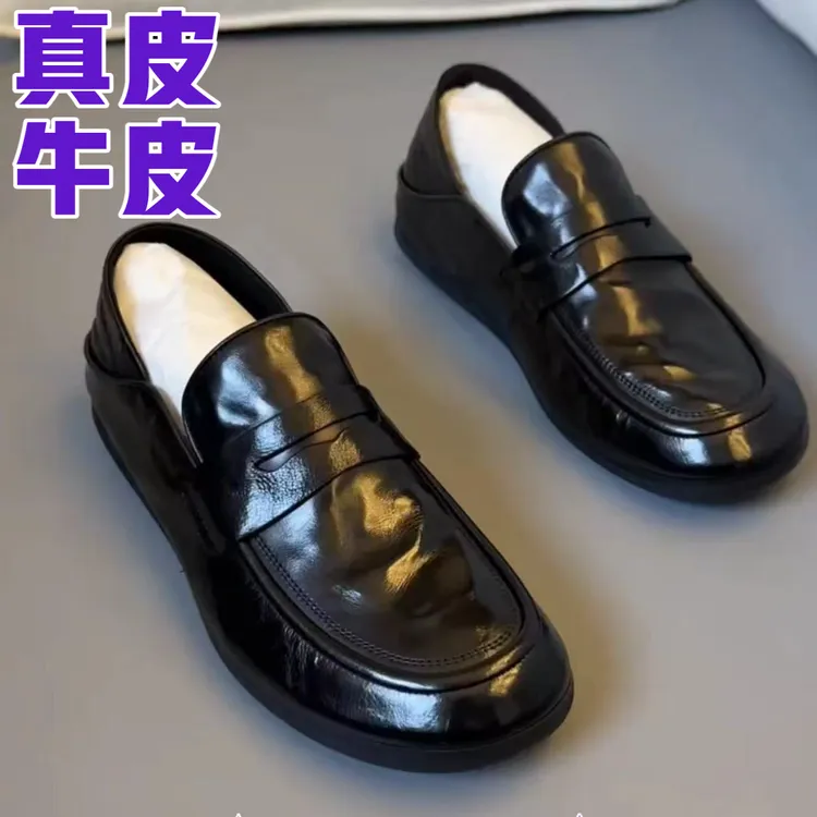 【牛皮】真皮豆豆鞋休闲乐福鞋男士鞋子一脚蹬男鞋开车鞋软底帕拉鞋