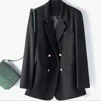 0578西装外套2025新款春秋双排扣开叉宽松显瘦西服女时尚百搭气质