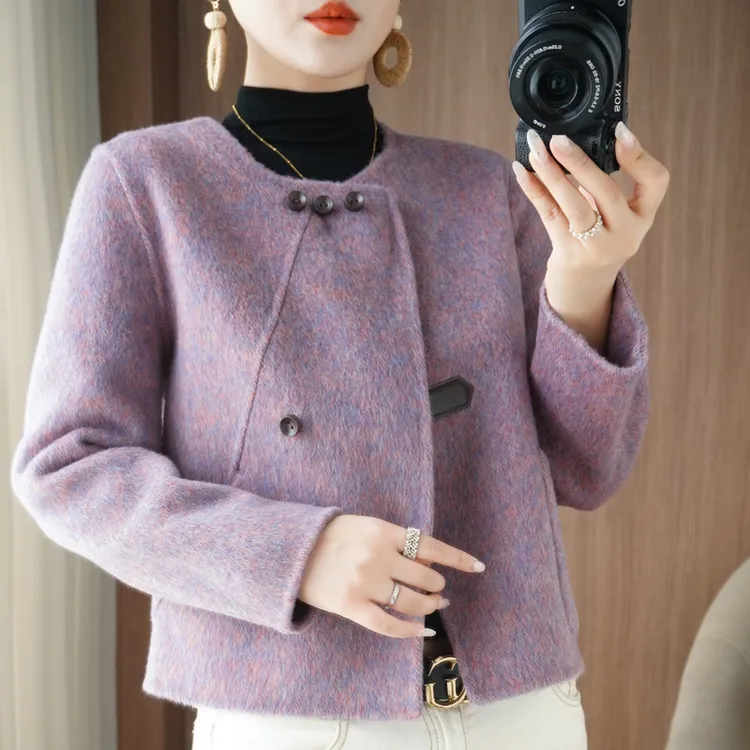 秋冬款春季女常规短款毛呢外套气质时尚大衣宽松