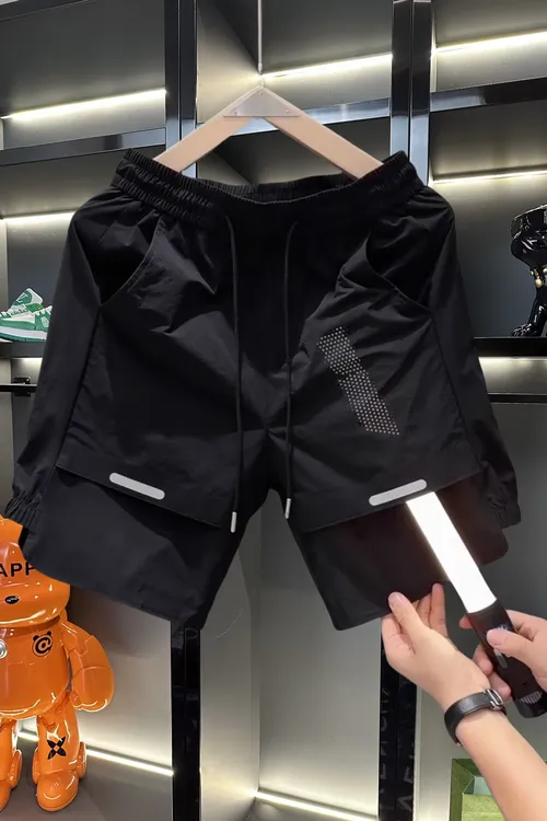 欧货轻奢男装夏季男速干时尚短裤五分裤运动网眼设计感天丝凉冰感