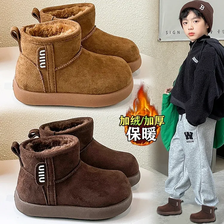 小黄鸭男童雪地靴加绒保暖2025冬季儿童抗寒棉靴男孩东北防滑棉鞋商品图