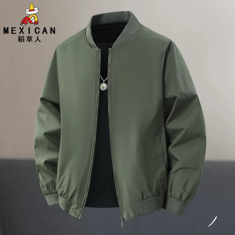 Mexican/稻草人棒球领男士夹克新款秋季纯色宽松百搭运动休闲外套