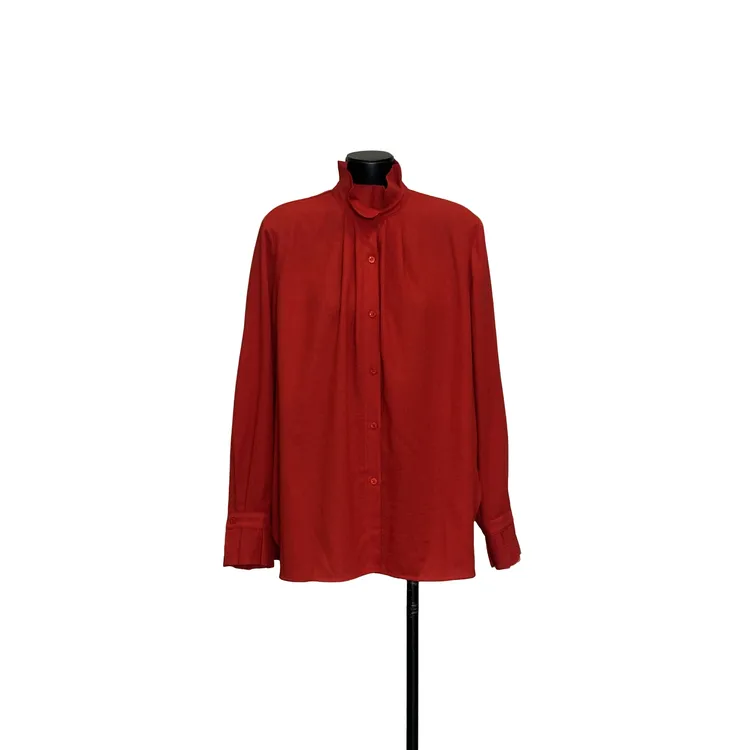 「利琪高订」国风新中式百搭时尚轻奢羊毛纯色花边领衬衫A7200