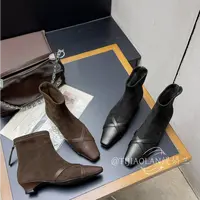 1988 STUDIO•缇娇兰交叉拼接小方头加绒短靴T0305353A