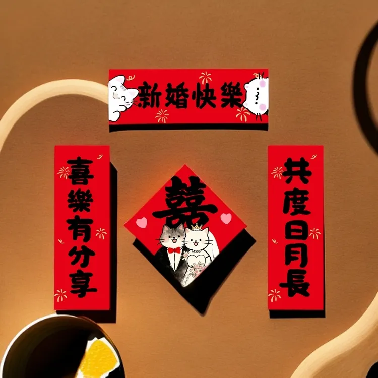 结婚对联创意装饰用于婚房入户门单元门布置喜字囍联2026新款对联