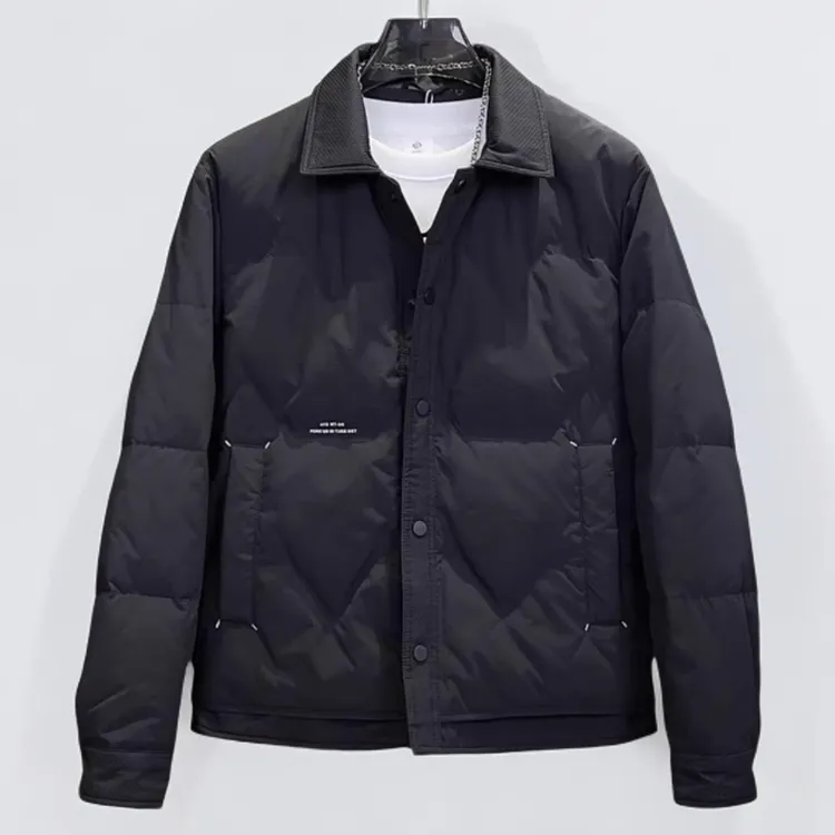 莱蒙璀轻熟风衬衫领羽绒服男薄款保暖外套冬季新款男士翻领上衣