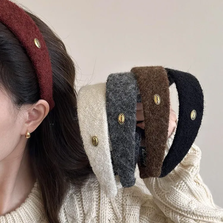 质感超好！秋冬毛呢金标宽边发箍法式外出百搭发卡高颅顶头箍发饰