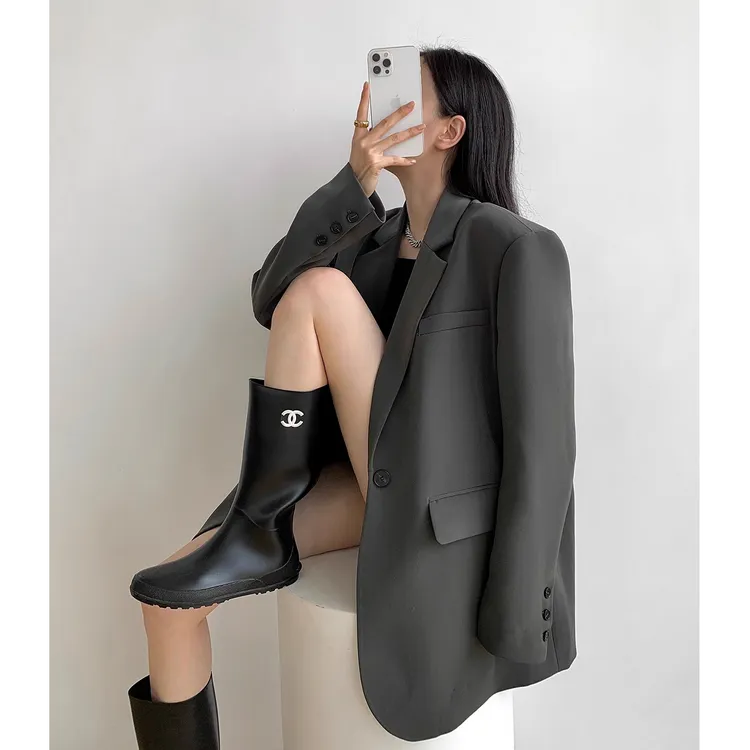 Benview【通勤look】灰色高级感炸街小西装外套女休闲气质韩系西服