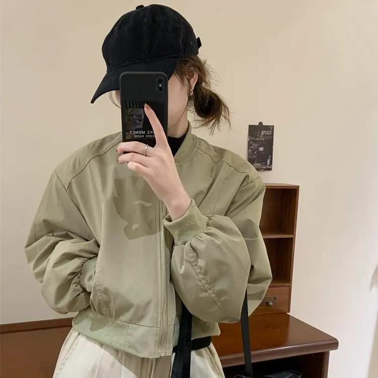 秋季简约时尚棒球服短款休闲百搭小个子外套立领韩版夹克显高洋气